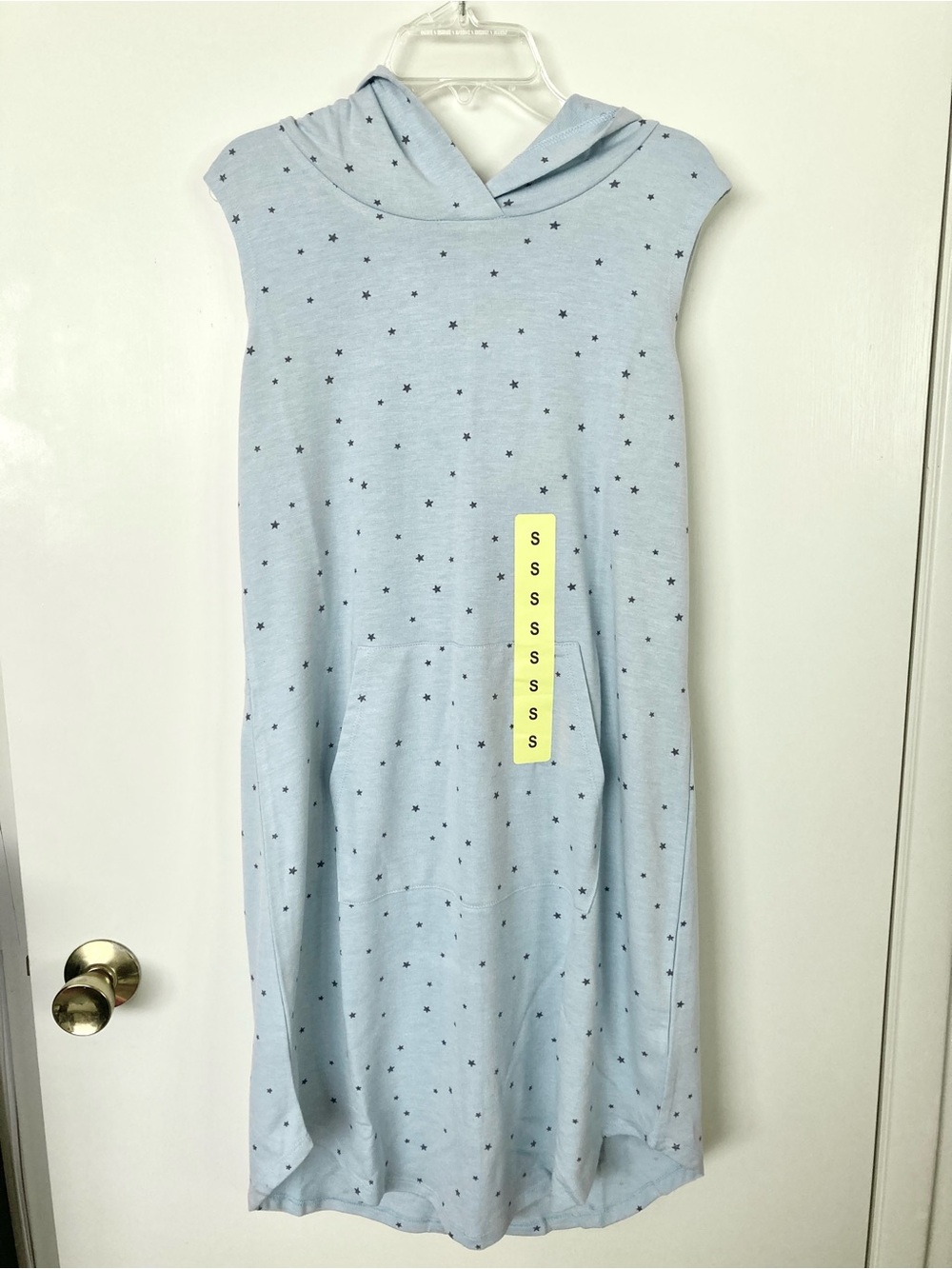 Bobeau Blue Star Print Hooded Sleeveless Dress